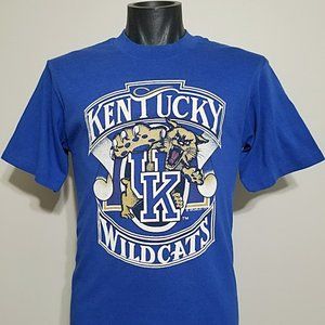 Vintage University of Kentucky Wildcats T Shirt Mascot Single Stitch Mens L Tee
